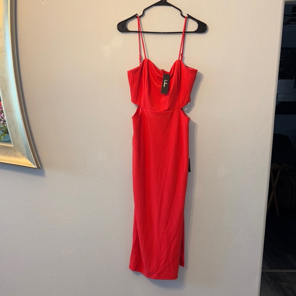 Lulu's Vibrant Red Strapless Dress